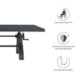 Modway Furniture Genuine 96" Adjustable Height Dining and Conference Table Black Black 39 x 96 x 29