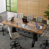 Modway Furniture Genuine 96" Adjustable Height Dining and Conference Table Black Natural 39 x 96 x 29