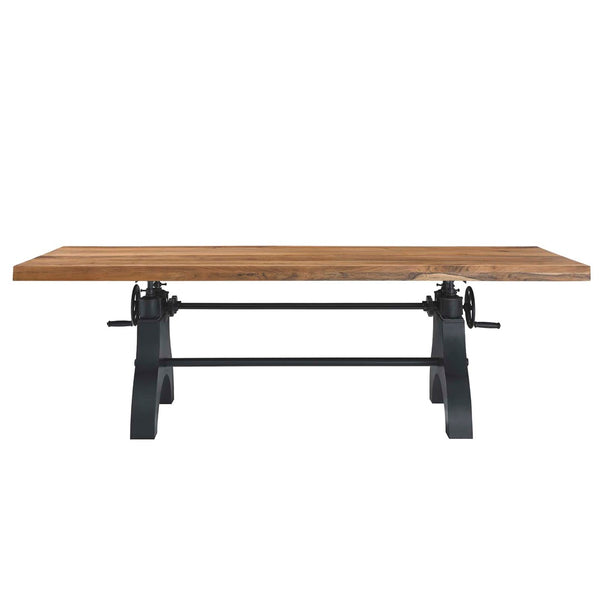 Modway Furniture Genuine Adjustable Height 96" Dining & Conference Table - Rustic Solid Wood with Crank Mechanism EEI-6149-BLK-NAT