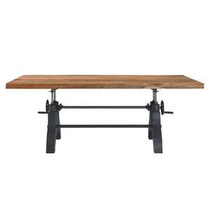 Modway Furniture Genuine Adjustable Height 96" Dining & Conference Table - Rustic Solid Wood with Crank Mechanism EEI-6149-BLK-NAT