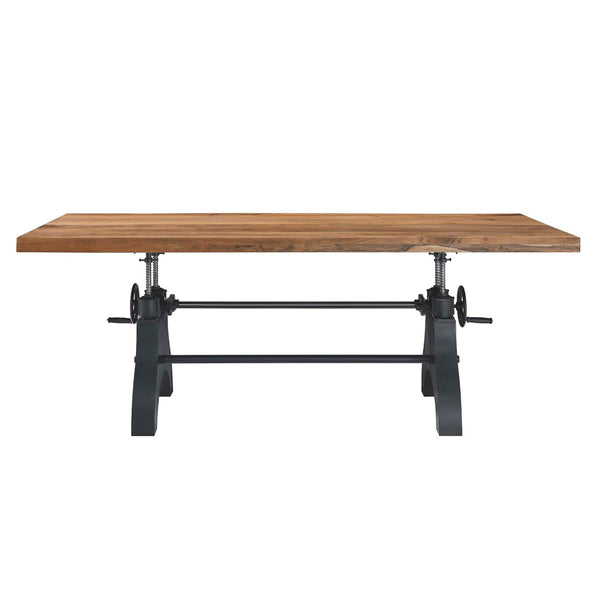 Modway Furniture Genuine Adjustable Height 96" Dining & Conference Table - Rustic Solid Wood with Crank Mechanism EEI-6149-BLK-NAT