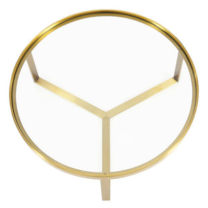 Modway Furniture Relay Round Coffee Table - Modern Brushed Gold Frame with Tempered Glass Top for Stylish Living Spaces EEI-6153-GLD