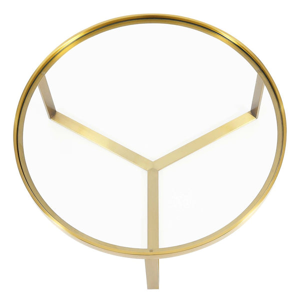 Modway Furniture Relay Round Coffee Table - Modern Brushed Gold Frame with Tempered Glass Top for Stylish Living Spaces EEI-6153-GLD