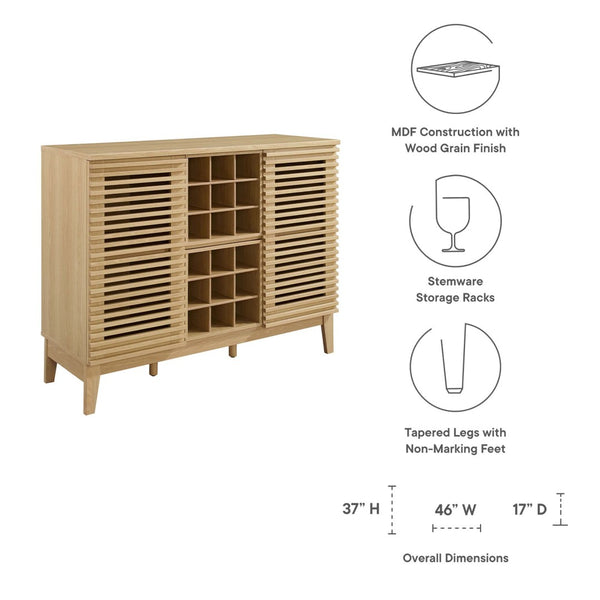 Modway Furniture Render Bar Cabinet by Modway - Mid-Century Modern Design for Stylish Storage and Entertaining Oak EEI-6156-OAK