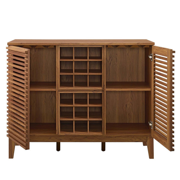 Modway Furniture Render Bar Cabinet by Modway - Mid-Century Modern Design for Stylish Storage and Entertaining Walnut EEI-6156-WAL