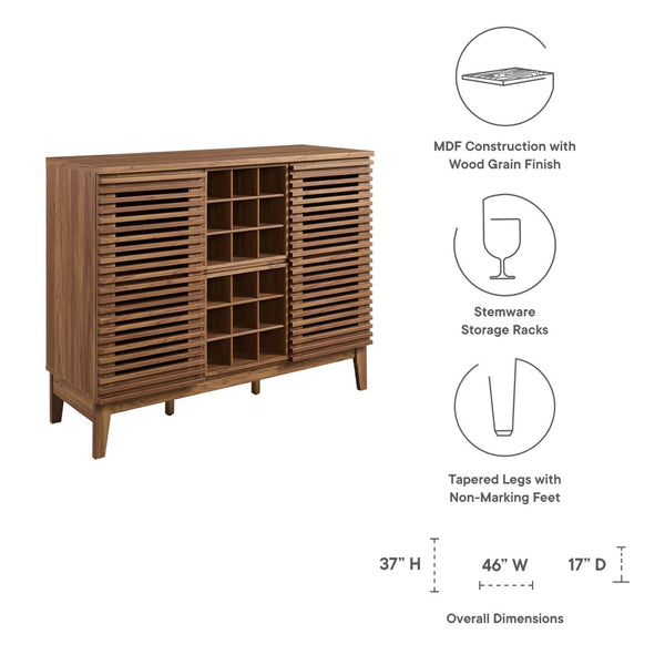 Modway Furniture Render Bar Cabinet by Modway - Mid-Century Modern Design for Stylish Storage and Entertaining Walnut EEI-6156-WAL