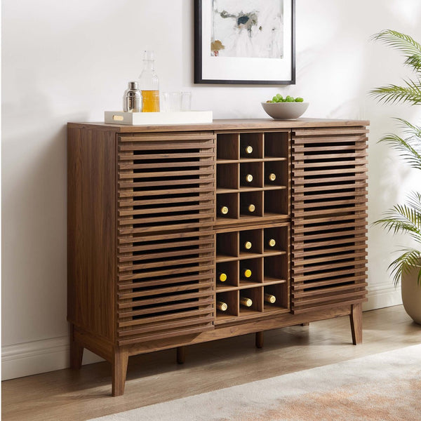 Modway Furniture Render Bar Cabinet by Modway - Mid-Century Modern Design for Stylish Storage and Entertaining Walnut EEI-6156-WAL