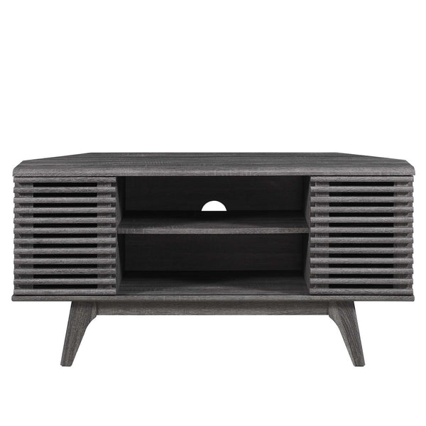 Modway Furniture Render 46" Corner TV Stand - Mid-Century Modern Design with Smart Storage for Your Living Space Charcoal EEI-6157-CHA