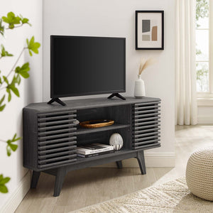 Modway Furniture Render 46" Corner TV Stand - Mid-Century Modern Design with Smart Storage for Your Living Space Charcoal EEI-6157-CHA