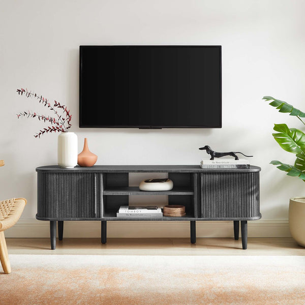 Modway Furniture Contour 55" TV Stand by Modway - Stylish Mid-Century Design with Versatile Storage for All Spaces Charcoal EEI-6158-CHA