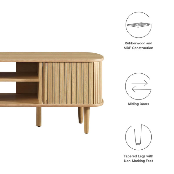Modway Furniture Contour 55" TV Stand by Modway - Stylish Mid-Century Design with Versatile Storage for All Spaces Oak EEI-6158-OAK
