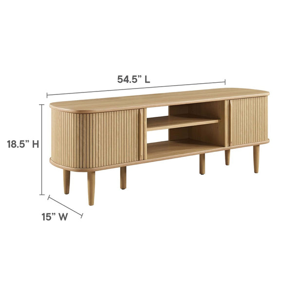 Modway Furniture Contour 55" TV Stand by Modway - Stylish Mid-Century Design with Versatile Storage for All Spaces Oak EEI-6158-OAK