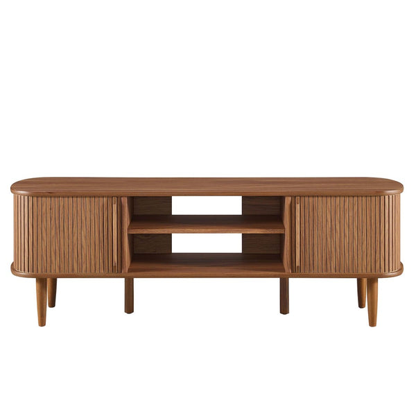 Modway Furniture Contour 55" TV Stand by Modway - Stylish Mid-Century Design with Versatile Storage for All Spaces Walnut EEI-6158-WAL
