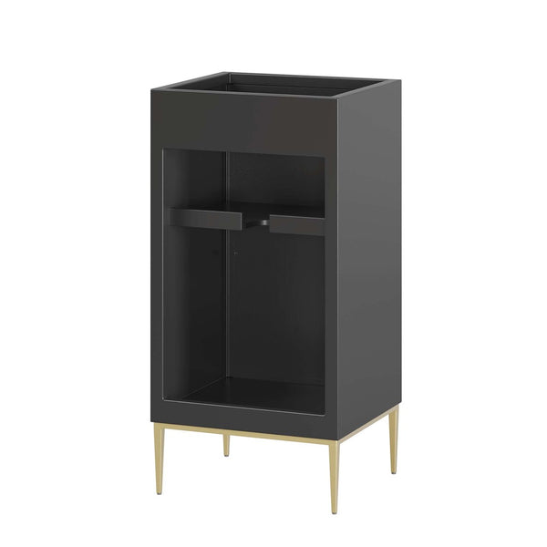 Modway Furniture Awaken 18" Bathroom Vanity Cabinet in Black - Modern Elegance with Gold Accents & Ample Storage EEI-6159-BLK
