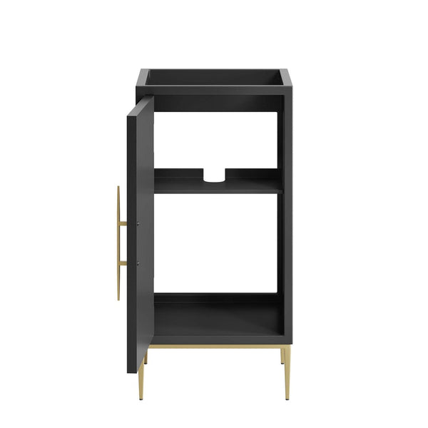 Modway Furniture Awaken 18" Bathroom Vanity Cabinet in Black - Modern Elegance with Gold Accents & Ample Storage EEI-6159-BLK