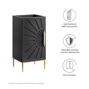 Modway Furniture Awaken 18" Bathroom Vanity Cabinet in Black - Modern Elegance with Gold Accents & Ample Storage EEI-6159-BLK