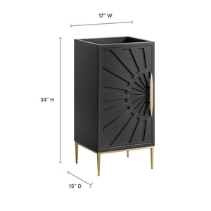 Modway Furniture Awaken 18" Bathroom Vanity Cabinet in Black - Modern Elegance with Gold Accents & Ample Storage EEI-6159-BLK