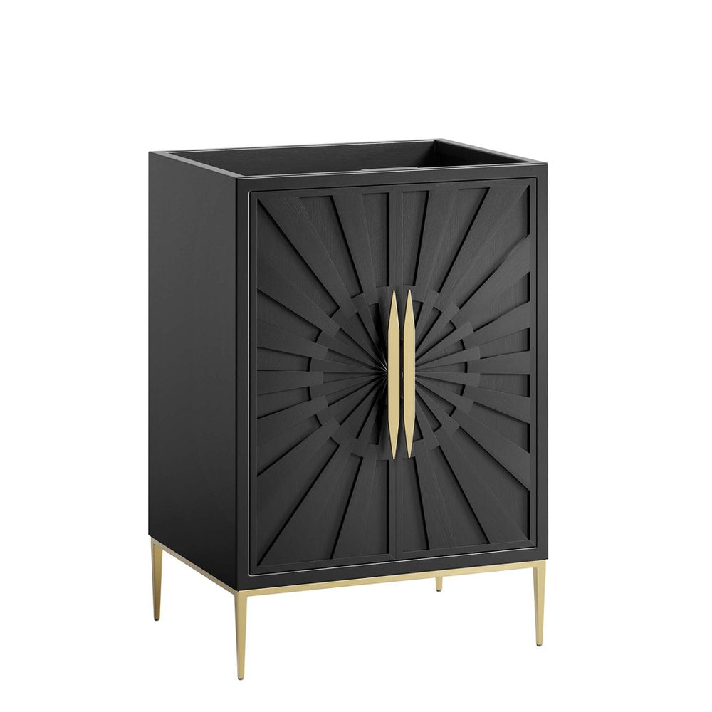 Modway Furniture Awaken 24" Bathroom Vanity Cabinet - Modern Black Design with Gold Accents & Ample Storage Space EEI-6160-BLK