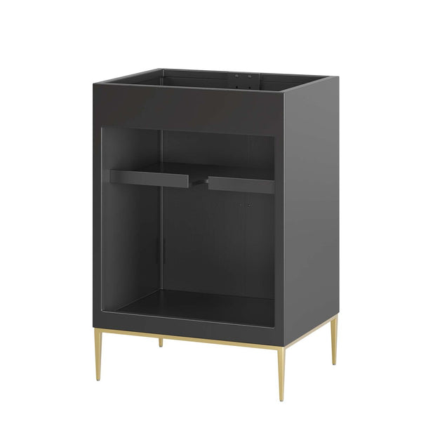 Modway Furniture Awaken 24" Bathroom Vanity Cabinet - Modern Black Design with Gold Accents & Ample Storage Space EEI-6160-BLK