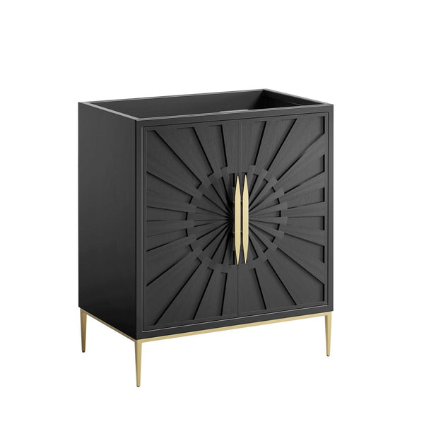 Modway Furniture Awaken 30" Modern Bathroom Vanity Cabinet with Radial Doors and Gold Accents for Elegant Storage EEI-6161-BLK