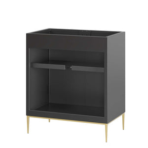 Modway Furniture Awaken 30" Modern Bathroom Vanity Cabinet with Radial Doors and Gold Accents for Elegant Storage EEI-6161-BLK