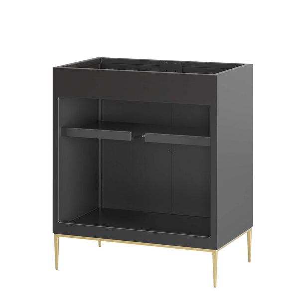 Modway Furniture Awaken 30" Modern Bathroom Vanity Cabinet with Radial Doors and Gold Accents for Elegant Storage EEI-6161-BLK