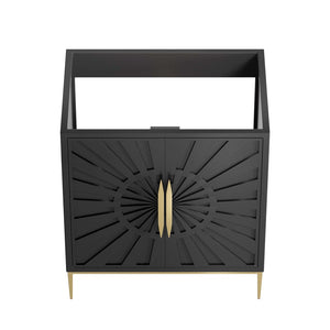 Modway Furniture Awaken 30" Modern Bathroom Vanity Cabinet with Radial Doors and Gold Accents for Elegant Storage EEI-6161-BLK