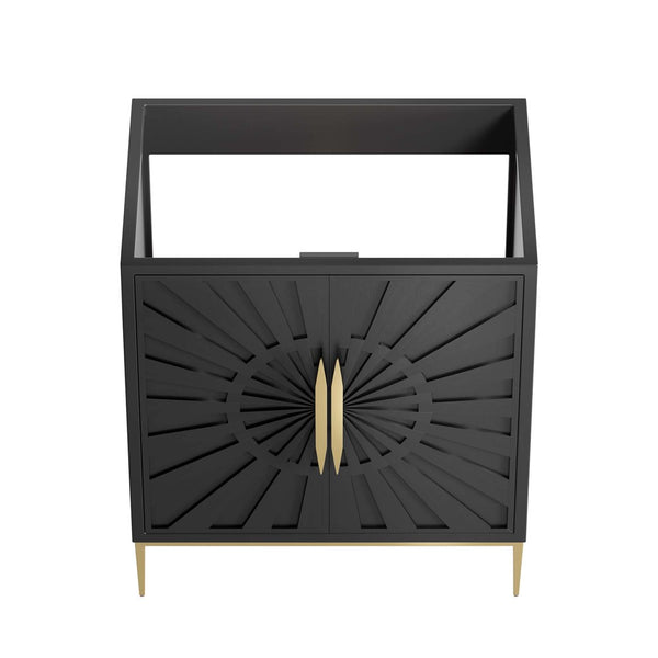 Modway Furniture Awaken 30" Modern Bathroom Vanity Cabinet with Radial Doors and Gold Accents for Elegant Storage EEI-6161-BLK