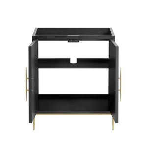 Modway Furniture Awaken 30" Modern Bathroom Vanity Cabinet with Radial Doors and Gold Accents for Elegant Storage EEI-6161-BLK