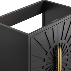 Modway Furniture Awaken 30" Modern Bathroom Vanity Cabinet with Radial Doors and Gold Accents for Elegant Storage EEI-6161-BLK