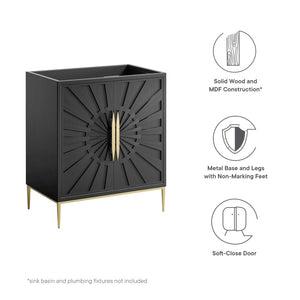 Modway Furniture Awaken 30" Modern Bathroom Vanity Cabinet with Radial Doors and Gold Accents for Elegant Storage EEI-6161-BLK
