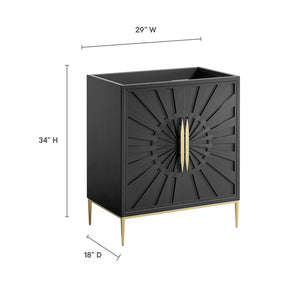 Modway Furniture Awaken 30" Modern Bathroom Vanity Cabinet with Radial Doors and Gold Accents for Elegant Storage EEI-6161-BLK