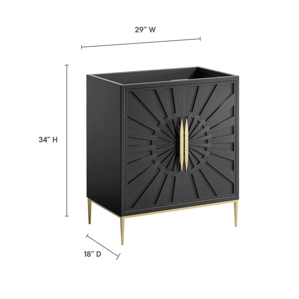 Modway Furniture Awaken 30" Modern Bathroom Vanity Cabinet with Radial Doors and Gold Accents for Elegant Storage EEI-6161-BLK