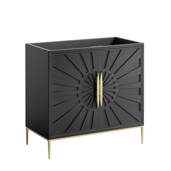 Modway Furniture Awaken 36" Bathroom Vanity Cabinet - Modern Black Design with Gold Accents for Stylish Storage Solutions EEI-6162-BLK