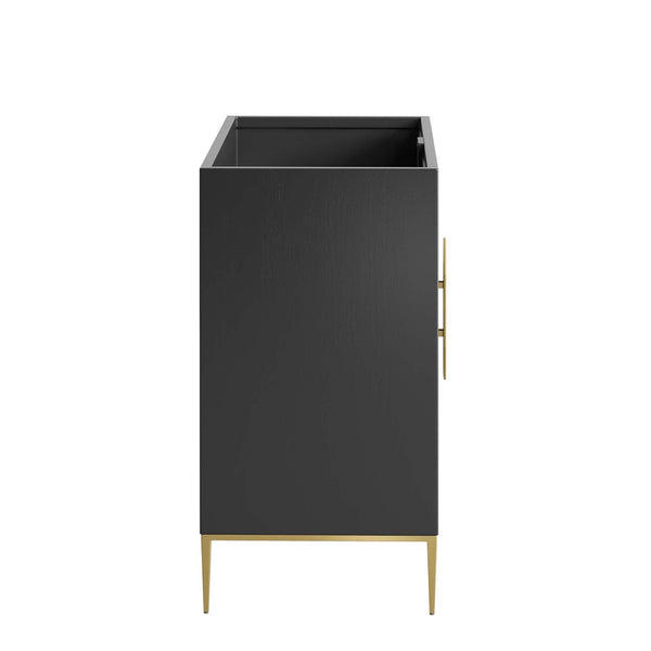 Modway Furniture Awaken 36" Bathroom Vanity Cabinet - Modern Black Design with Gold Accents for Stylish Storage Solutions EEI-6162-BLK