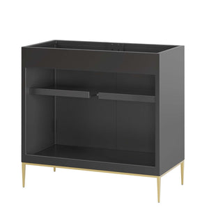 Modway Furniture Awaken 36" Bathroom Vanity Cabinet - Modern Black Design with Gold Accents for Stylish Storage Solutions EEI-6162-BLK