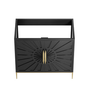 Modway Furniture Awaken 36" Bathroom Vanity Cabinet - Modern Black Design with Gold Accents for Stylish Storage Solutions EEI-6162-BLK