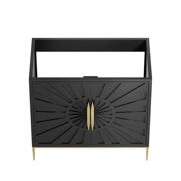 Modway Furniture Awaken 36" Bathroom Vanity Cabinet - Modern Black Design with Gold Accents for Stylish Storage Solutions EEI-6162-BLK