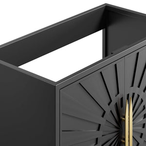 Modway Furniture Awaken 36" Bathroom Vanity Cabinet - Modern Black Design with Gold Accents for Stylish Storage Solutions EEI-6162-BLK