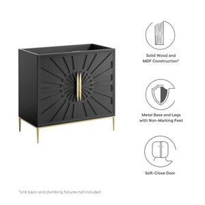 Modway Furniture Awaken 36" Bathroom Vanity Cabinet - Modern Black Design with Gold Accents for Stylish Storage Solutions EEI-6162-BLK