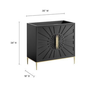 Modway Furniture Awaken 36" Bathroom Vanity Cabinet - Modern Black Design with Gold Accents for Stylish Storage Solutions EEI-6162-BLK