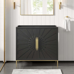 Modway Furniture Awaken 36" Bathroom Vanity Cabinet - Modern Black Design with Gold Accents for Stylish Storage Solutions EEI-6162-BLK