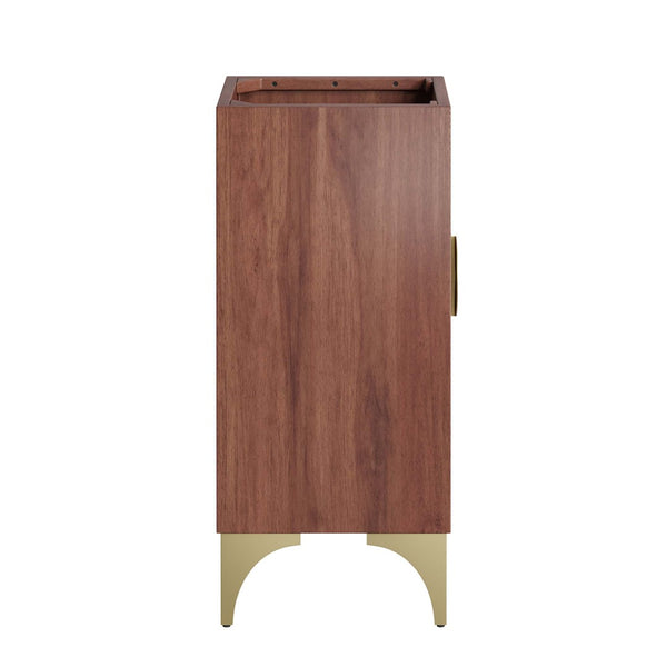 Modway Furniture Daylight 18" Bathroom Vanity Cabinet - Elegant Walnut Design with Brass Accents & Open Shelving EEI-6164-WAL