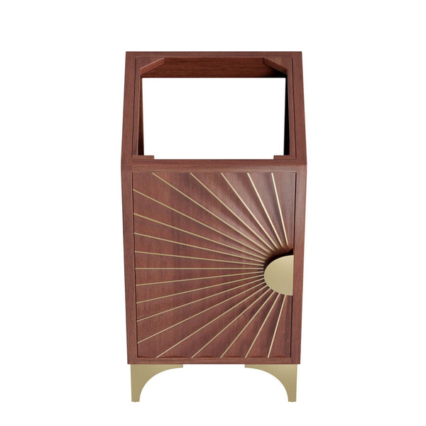 Modway Furniture Daylight 18" Bathroom Vanity Cabinet - Elegant Walnut Design with Brass Accents & Open Shelving EEI-6164-WAL