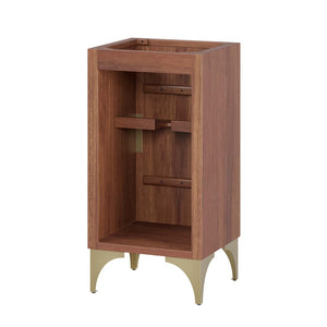Modway Furniture Daylight 18" Bathroom Vanity Cabinet - Elegant Walnut Design with Brass Accents & Open Shelving EEI-6164-WAL