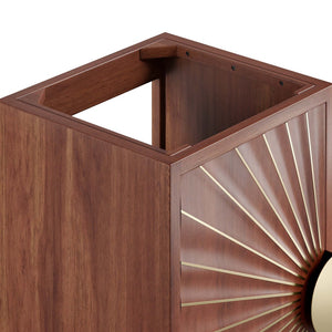 Modway Furniture Daylight 18" Bathroom Vanity Cabinet - Elegant Walnut Design with Brass Accents & Open Shelving EEI-6164-WAL