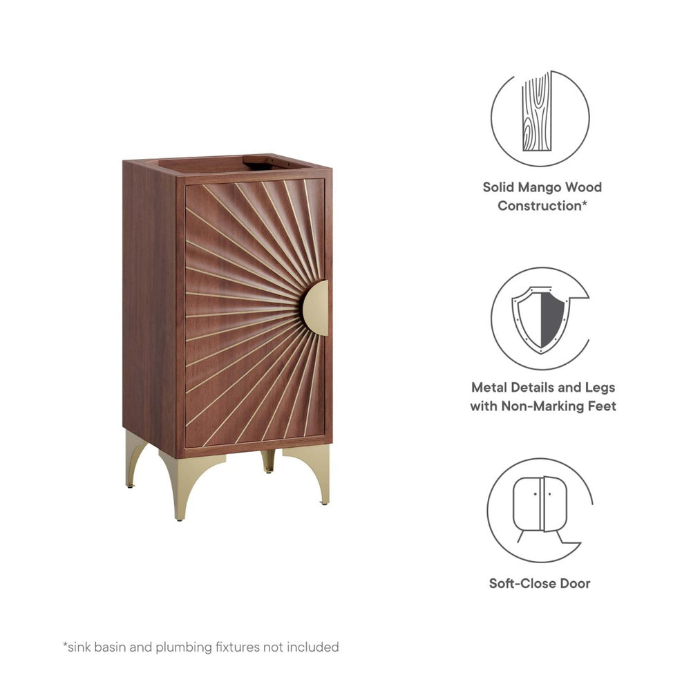 Modway Furniture Daylight 18" Bathroom Vanity Cabinet - Elegant Walnut Design with Brass Accents & Open Shelving EEI-6164-WAL