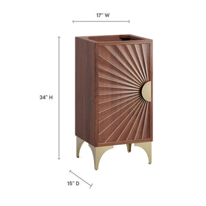 Modway Furniture Daylight 18" Bathroom Vanity Cabinet - Elegant Walnut Design with Brass Accents & Open Shelving EEI-6164-WAL