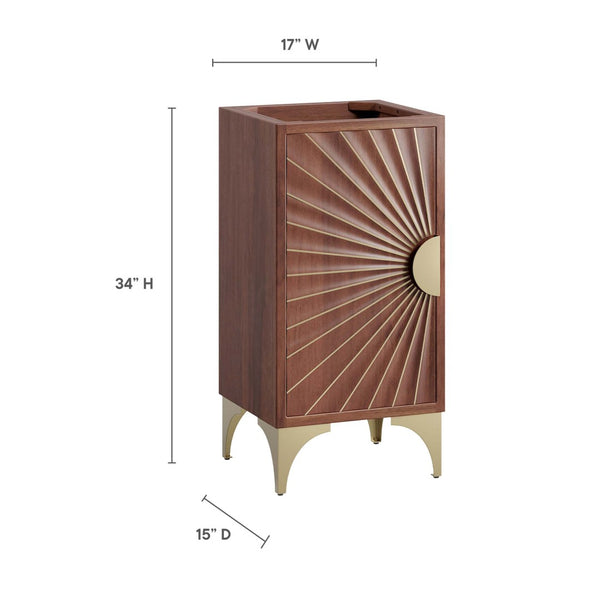 Modway Furniture Daylight 18" Bathroom Vanity Cabinet - Elegant Walnut Design with Brass Accents & Open Shelving EEI-6164-WAL