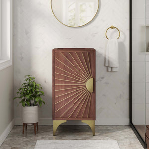 Modway Furniture Daylight 18" Bathroom Vanity Cabinet - Elegant Walnut Design with Brass Accents & Open Shelving EEI-6164-WAL